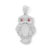 Thumbnail Image 1 of Sterling Silver Red CZ Owl Necklace Charm