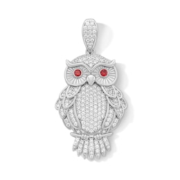 Sterling Silver Red CZ Owl Necklace Charm