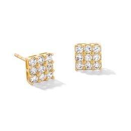 10K Gold CZ Rounded Square Studs