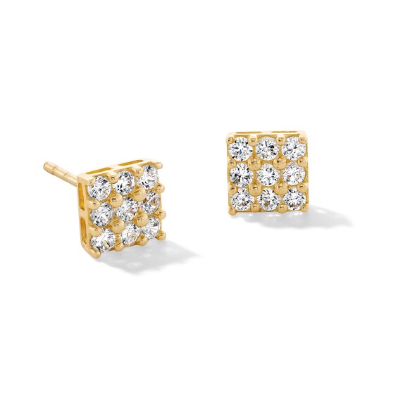 10K Gold CZ Rounded Square Studs