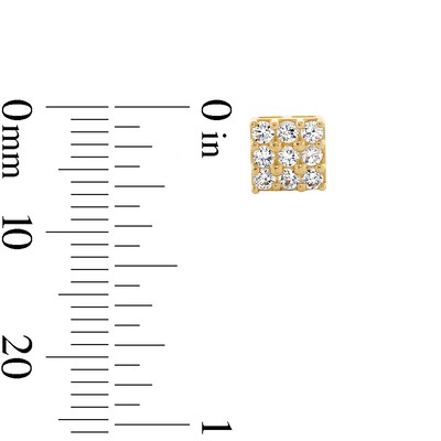 10K Gold CZ Rounded Square Studs
