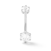 Thumbnail Image 1 of 10K Solid White Gold CZ Two-Stone Belly Button Ring - 14G 7/16"
