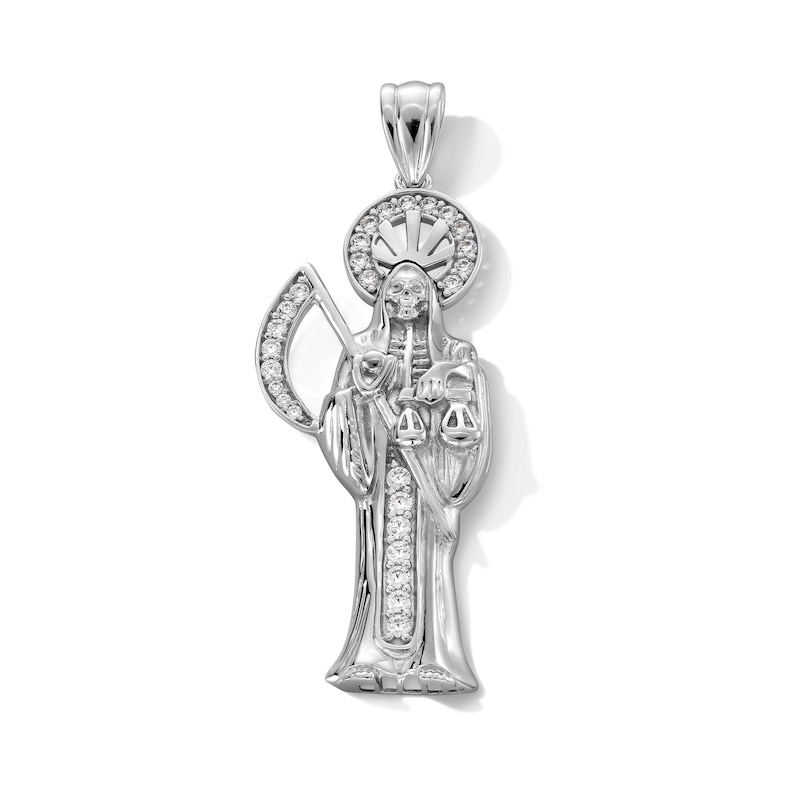 Sterling Silver CZ Santa Muerte Necklace Charm
