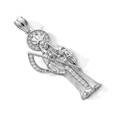Sterling Silver CZ Santa Muerte Necklace Charm