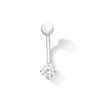 Thumbnail Image 1 of 10K Solid White Gold CZ Solitaire Short Curve Belly Button Ring - 14G 3/8"