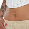 Thumbnail Image 2 of 10K Solid White Gold CZ Solitaire Short Curve Belly Button Ring - 14G 3/8"