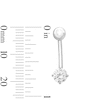 Thumbnail Image 3 of 10K Solid White Gold CZ Solitaire Short Curve Belly Button Ring - 14G 3/8"
