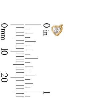 10K Gold CZ Bezel-Set Heart Studs Set