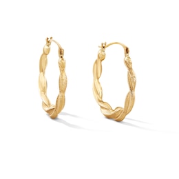 10K Solid Gold Twist Hoop Earrings