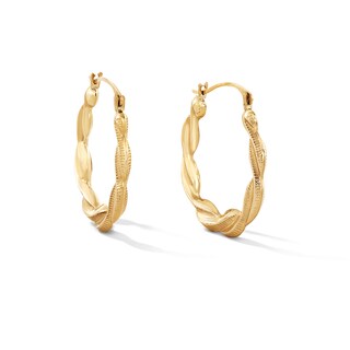 10K Solid Gold Twist Hoop Earrings