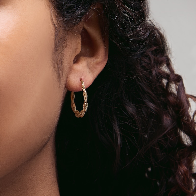 Main Image 2 of 10K Solid Gold Twist Hoop Earrings