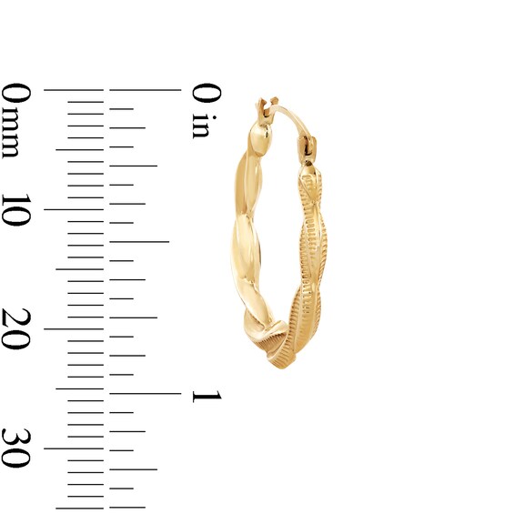 10K Solid Gold Twist Hoop Earrings