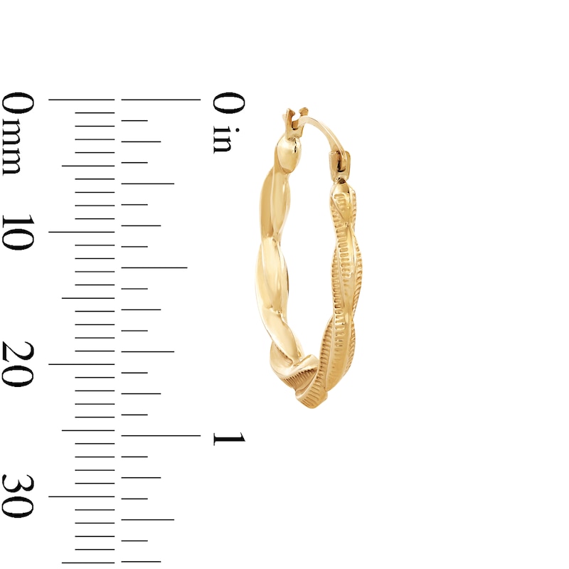 Main Image 3 of 10K Solid Gold Twist Hoop Earrings