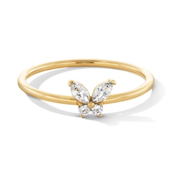 10K Solid Gold CZ Butterfly Ring - Size 7