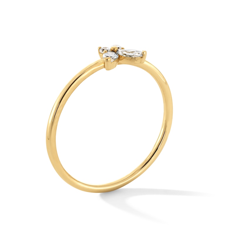 Main Image 3 of 10K Solid Gold CZ Butterfly Ring - Size 7