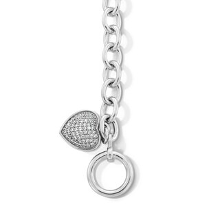 Sterling Silver CZ Heart Cable Chain Toggle Bracelet - 7"