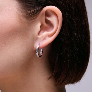 Sterling Silver Diamond-Cut Flat Oval Hoops