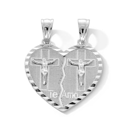 Sterling Silver Breakable Heart Crucifix Necklace Charm