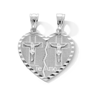 Sterling Silver Breakable Heart Crucifix Necklace Charm