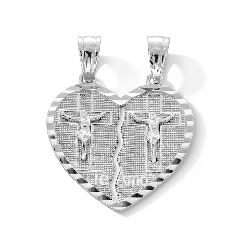 Sterling Silver Breakable Heart Crucifix Necklace Charm