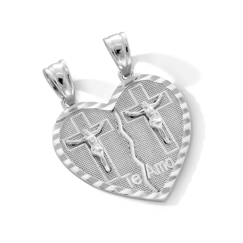 Main Image 2 of Sterling Silver Breakable Heart Crucifix Necklace Charm