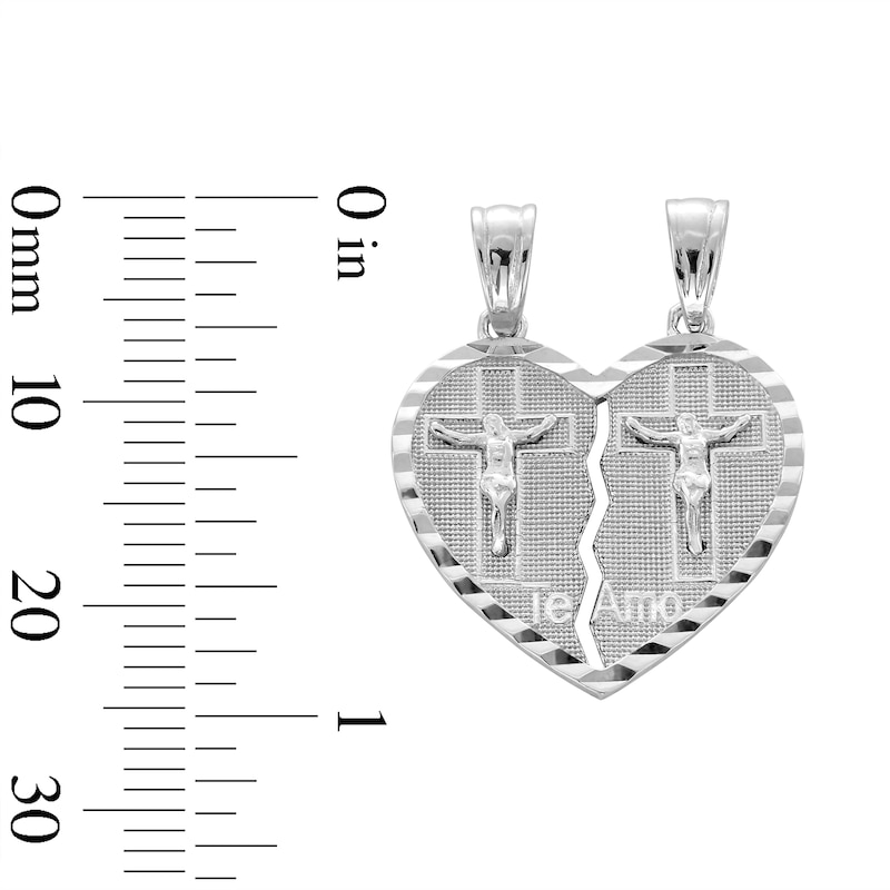 Main Image 3 of Sterling Silver Breakable Heart Crucifix Necklace Charm