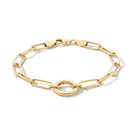14K Gold Plated Charm Holder Paper Clip Chain Bracelet - 7"