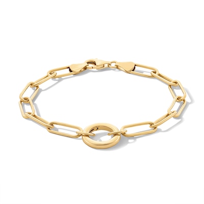 14K Gold Plated Charm Holder Paper Clip Chain Bracelet - 7"