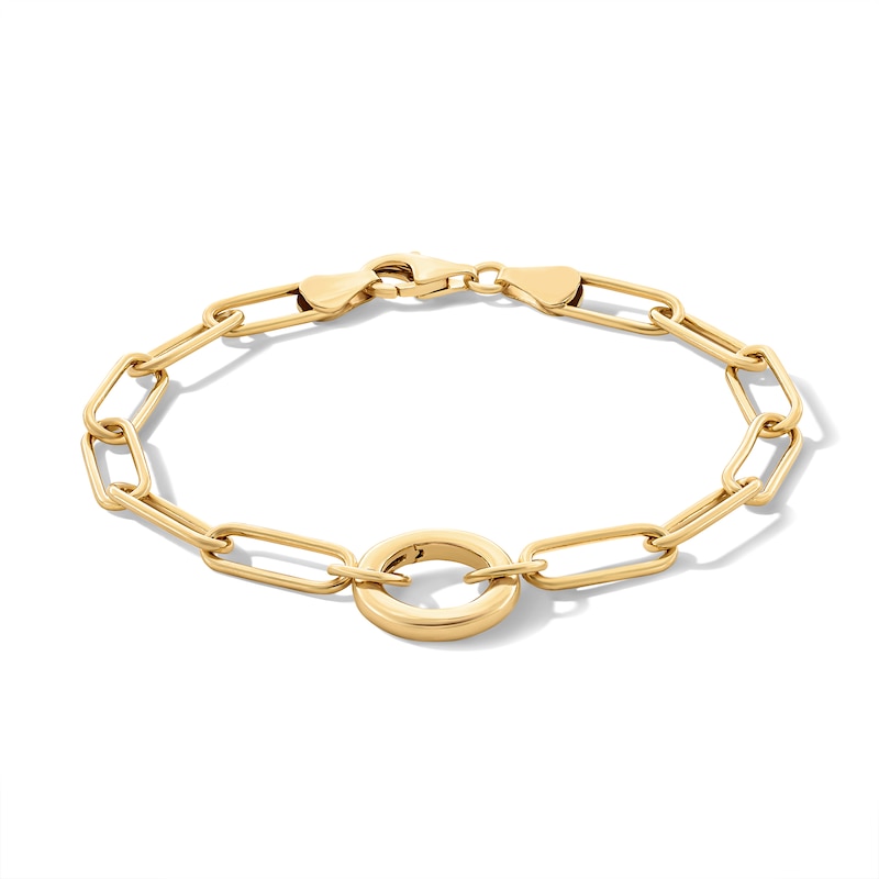 Main Image 1 of 14K Gold Plated Charm Holder Paper Clip Chain Bracelet - 7"