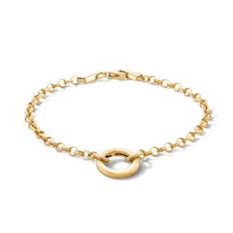 14K Gold Plated Charm Holder Rolo Chain Bracelet - 7”