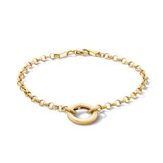 14K Gold Plated Charm Holder Rolo Chain Bracelet - 7”