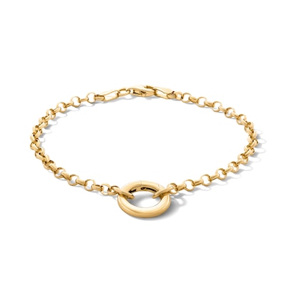14K Gold Plated Charm Holder Rolo Chain Bracelet - 7”