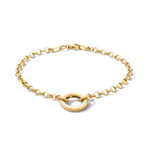 14K Gold Plated Charm Holder Rolo Chain Bracelet - 7”