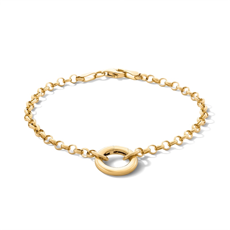 14K Gold Plated Charm Holder Rolo Chain Bracelet - 7”