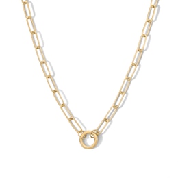 14K Gold Plated Charm Holder Paper Clip Chain Necklace - 18"