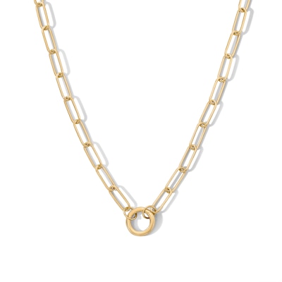 14K Gold Plated Charm Holder Paper Clip Chain Necklace - 18"