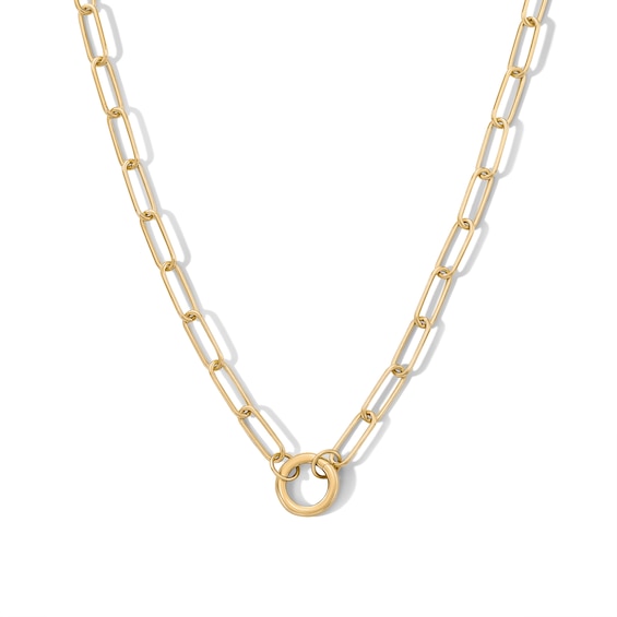 14K Gold Plated Charm Holder Paper Clip Chain Necklace - 18"