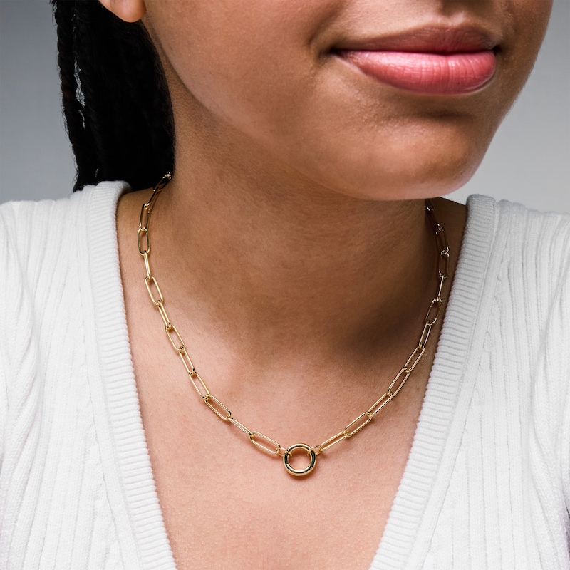 Main Image 2 of 14K Gold Plated Charm Holder Paper Clip Chain Necklace - 18"