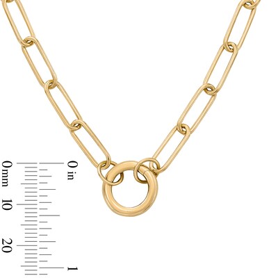 14K Gold Plated Charm Holder Paper Clip Chain Necklace - 18"