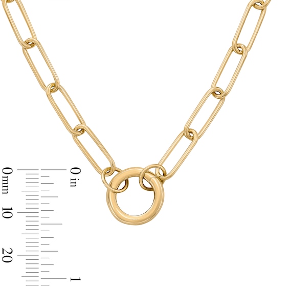 14K Gold Plated Charm Holder Paper Clip Chain Necklace - 18"