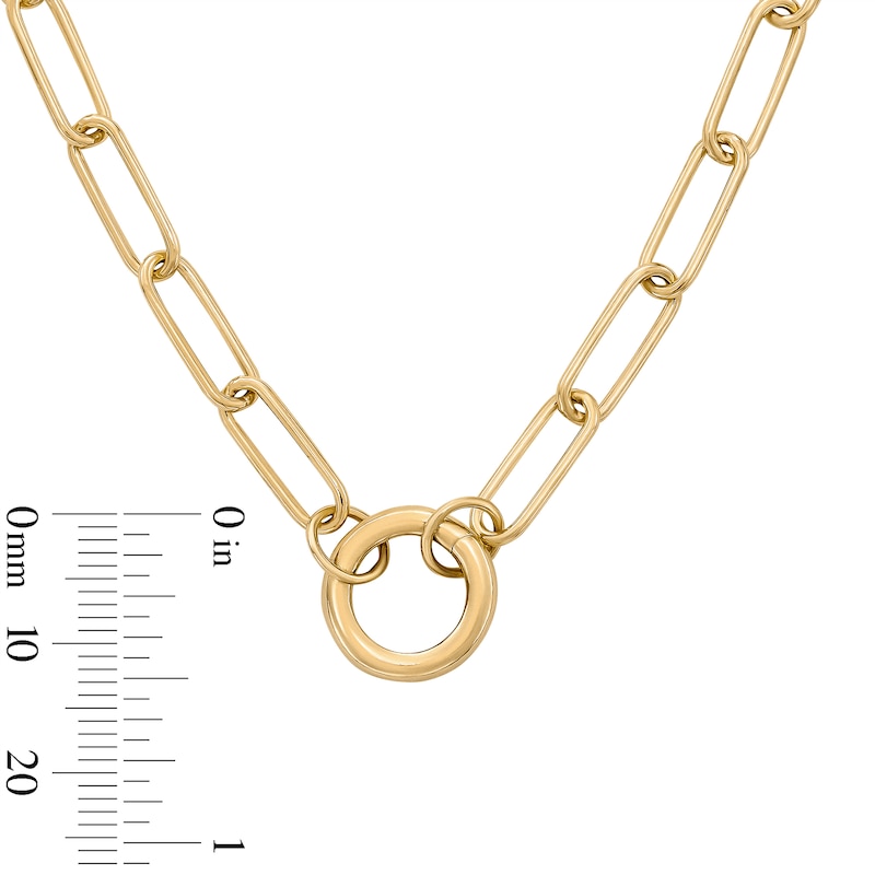 14K Gold Plated Charm Holder Paper Clip Chain Necklace - 18"
