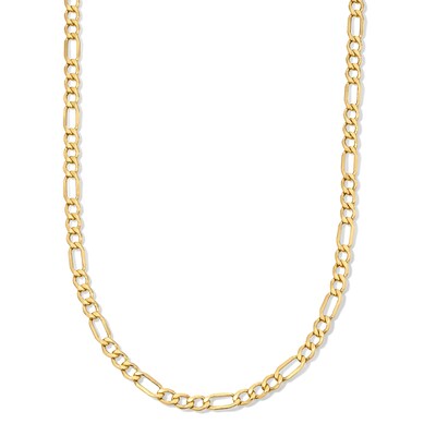 10K Yellow Gold Plated Hammered Figaro Chain - 24"