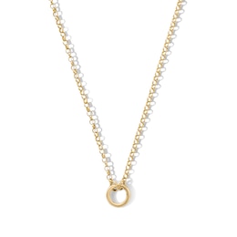 14K Gold Plated Charm Holder Rolo Chain Necklace - 18"