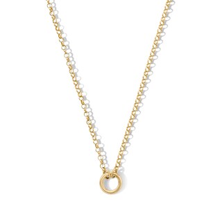 14K Gold Plated Charm Holder Rolo Chain Necklace - 18"