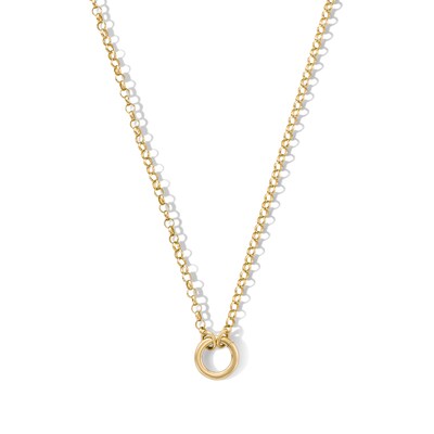 14K Gold Plated Charm Holder Rolo Chain Necklace - 18"