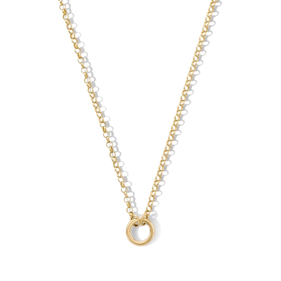 14K Gold Plated Charm Holder Rolo Chain Necklace - 18"