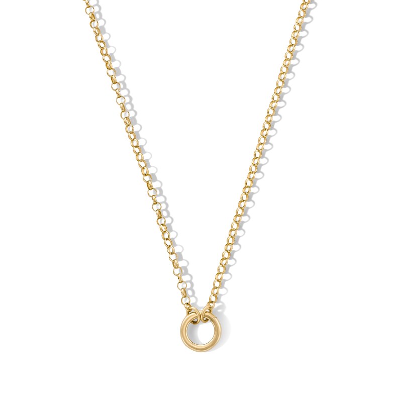 14K Gold Plated Charm Holder Rolo Chain Necklace - 18"
