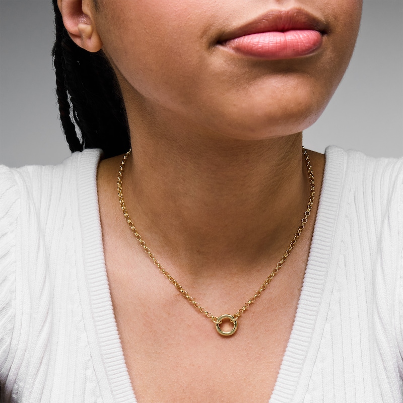 Main Image 2 of 14K Gold Plated Charm Holder Rolo Chain Necklace - 18"