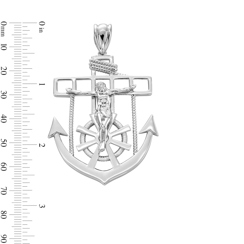 Main Image 3 of Sterling Silver Mariner Crucifix Necklace Charm