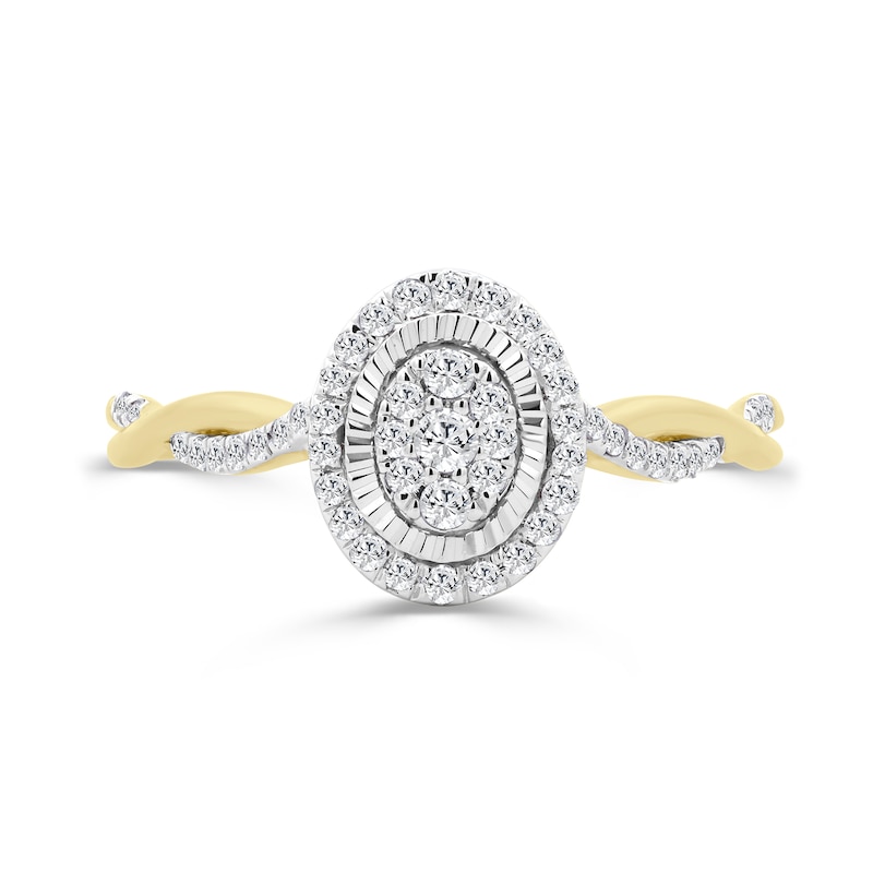 Main Image 3 of 10K Gold 1/5 CT. T.W. Oval Lab-Grown Twist Ring